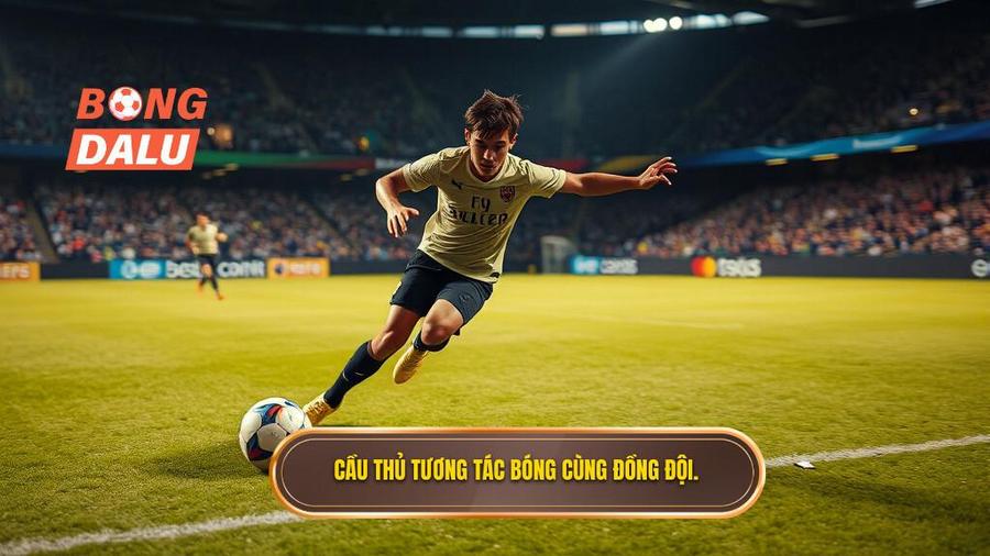 3. Cầu thủ tương tác bóng cùng đồng đội.